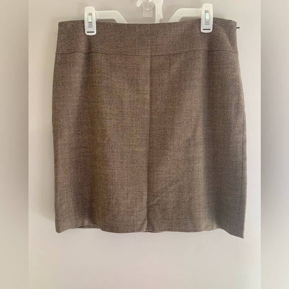 Antonio Melani Womens Mini Skirt 10 Brown Tweed Wool Blend Lined Side Zip Slit - Picture 1 of 10